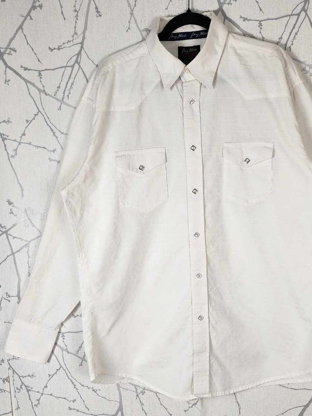Wrangler Troubadour Textured Jacquard Cotton Diamond Snap Western Shirt